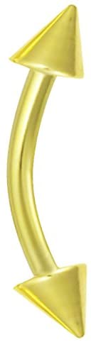 Set of 2: 16g 8mm Daith Earring, Eyebrow Ring and Rook Piercing Jewelry, Double Spike Curved Barbells