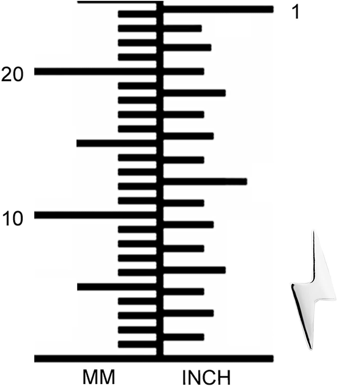 Forbidden Body Jewelry .925 Sterling Silver Tiny Lightning Bolt Cartilage Stud Earring (Sold Individually)