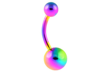 Rainbow Double Ball Belly Ring