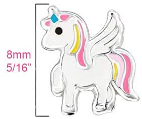 Hypoallergenic Sterling Silver Prancing Unicorn with Wings Earrings for Kids (Pink/Yellow)