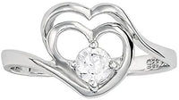 Kinzie Fashion Promise Ring for Her: .925 Sterling Silver .25 cttw CZ Simulated Diamond Double Heart Promise Ring