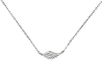 Kinzie Fashion 17" .925 Sterling Silver Tiny Angel Wing Sideways Charm Pendant Necklace