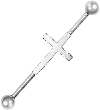 Forbidden Body Jewelry 14g 38mm (1.5 Inch) Surgical Steel Sideways Cross Industrial Piercing Barbell