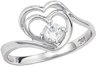 Kinzie Fashion Promise Ring for Her: .925 Sterling Silver .25 cttw CZ Simulated Diamond Double Heart Promise Ring