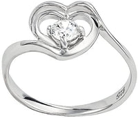 Kinzie Fashion Promise Ring for Her: .925 Sterling Silver .25 cttw CZ Simulated Diamond Double Heart Promise Ring