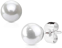 316L Surgical Steel Synthetic Faux Pearl Stud Earrings (3mm/4mm/5mm/6mm/7mm)