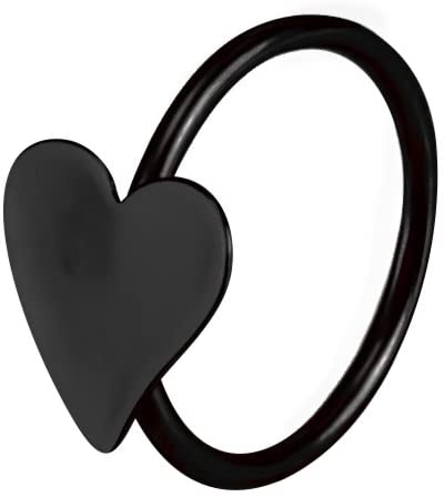 Forbidden Body Jewelry Set of 3 Small Nose Hoops: 20g 8mm Surgical Steel Tri-Colors Heart Nose Hoop Rings