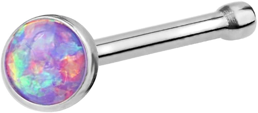 Forbidden Body Jewelry 20g 6mm Surgical Steel, Gold IP Plated & Rose Gold IP Plated Synthetic Opal Top Nose Stud