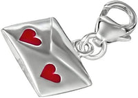 Kinzie Fashion Sterling Silver I Love You Love Letter Dangle Charm with Lobster Clasp for Charm Bracelets