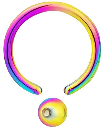 Forbidden Body Jewelry 14g 1/2 Inch Surgical Steel Rainbow IP Plated Captive Bead CBR Hoop Ring