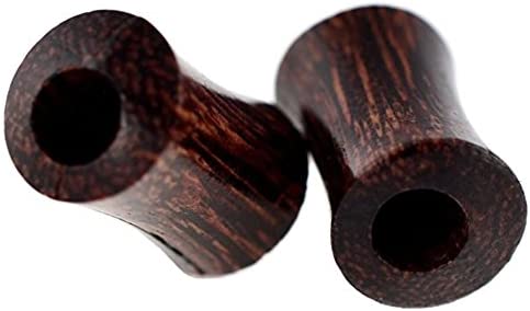 Forbidden Body Jewelry Set Organic Natural Tamarind Wood Ear Gauges, 6mm - 14mm Double Flared Saddle Tunnel Plug Earrings