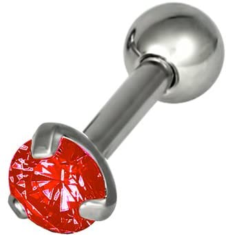 Forbidden Body Jewelry Set of 3 Sizes Cartilage Studs: 16g Surgical Steel Red Round CZ Stud Earrings, 3 mm, 4 mm and 5 mm