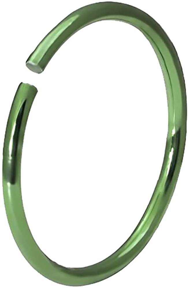 20g Surgical Steel Titanium IP Green 8mm Small Nose Hoop - Nose Piercing Jewelry