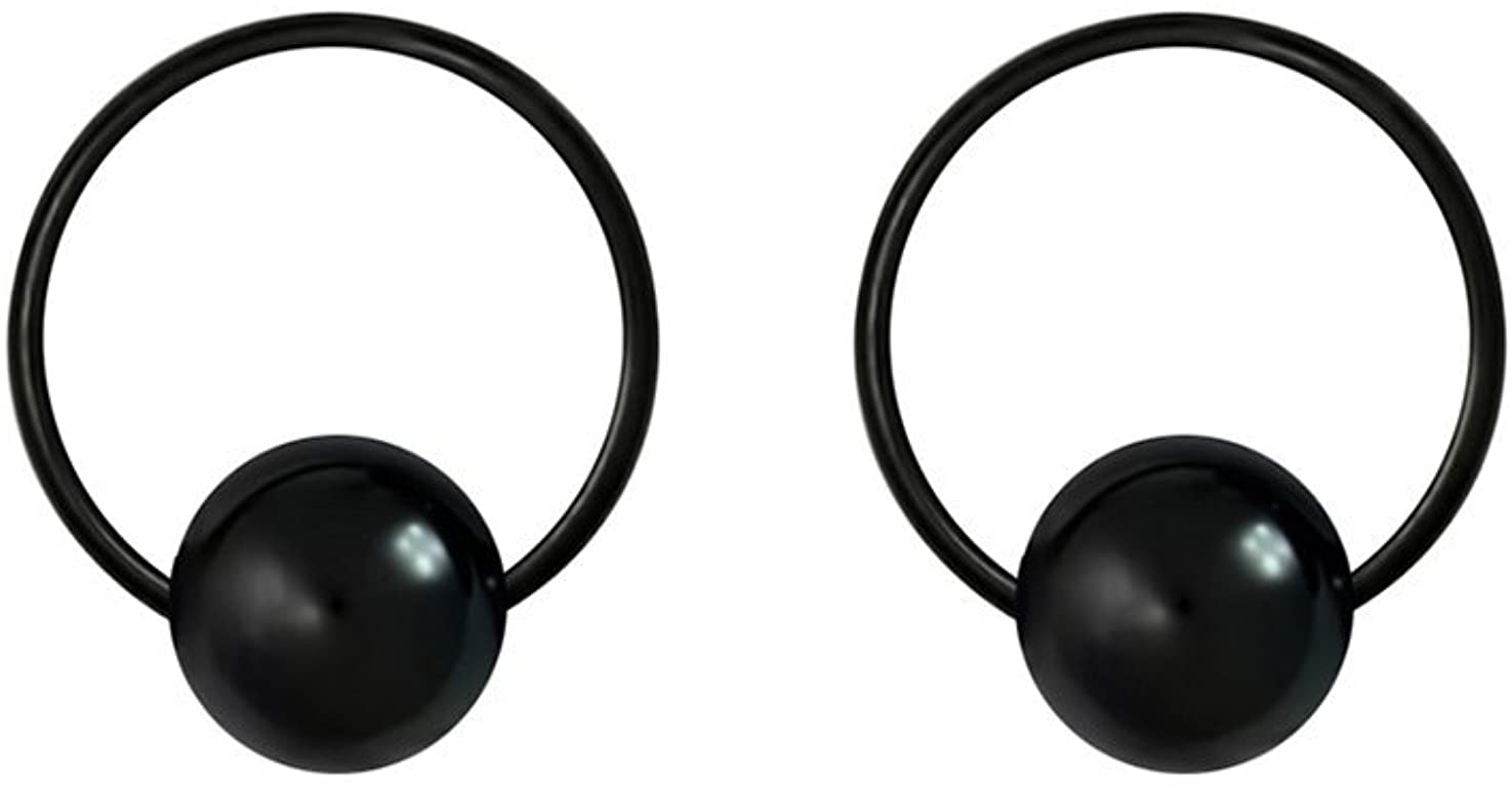 Pair 10g-20g Black/Rainbow Surgical Steel Captive Bead Body Piercing Hoops (Select Color/Gauge/Diameter)