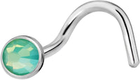 Forbidden Body Jewelry 20g Surgical Steel Opalite Gemstone Top Nose Screw