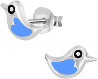 Hypoallergenic Sterling Silver Blue Birdie Stud Earrings for Kids (Nickel Free)