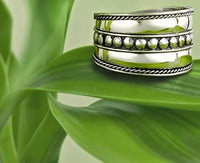 Kinzie Fashion .925 Sterling Silver Wide Balinese Braided Design Cigar Band Ring