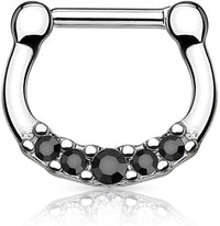 Forbidden Body Jewelry 16g Tiny Surgical Steel Aqua Blue CZ Gemmed Septum Clicker Hoop Ring