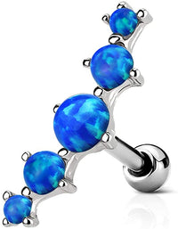 Forbidden Body Jewelry 16g Synthetic Opal Stone Curved Surgical Steel Cartilage/Helix Earring