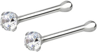 Forbidden Body Jewelry 22g Sterling Silver CZ Simulated Diamond Micro Nose Stud, 1.5mm Crystal