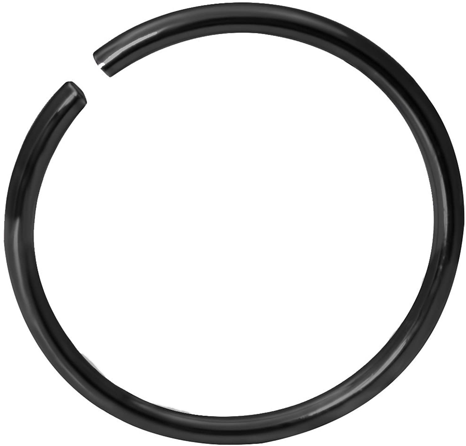 20g Surgical Steel Titanium IP Black 10mm Nose Hoop - Nose Piercing Jewelry