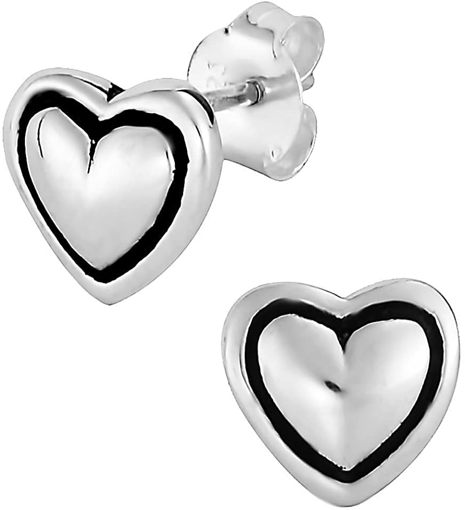 Hypoallergenic Sterling Silver Heart Stud Earrings for Kids (Nickel Free)