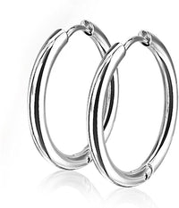 Pair of 10 or 12mm Surgical Steel Hinged Seamless Hoop Earrings