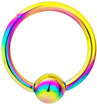 Forbidden Body Jewelry 14g 1/2 Inch Surgical Steel Rainbow IP Plated Captive Bead CBR Hoop Ring