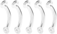 Forbidden Body Jewelry Super Value 5-Pack: 14-16g Clear Acrylic Body Piercing Retainers (Eyebrow/Belly Ring/Rook/Lip and More)