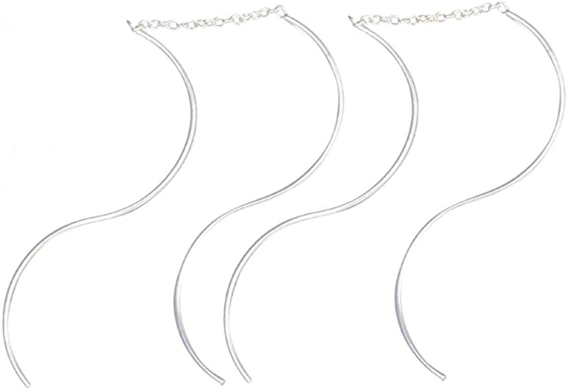 .925 Sterling Silver 1.5" S-Curve Ear Threads
