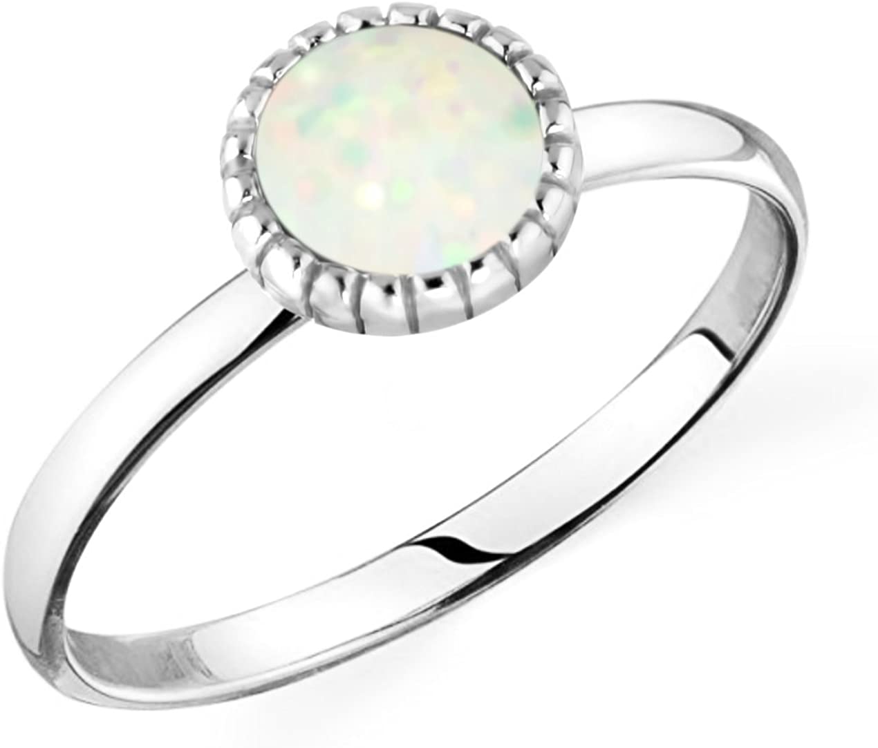 Forbidden Body Jewelry .925 Sterling Silver Synthetic Opal Knuckle Ring (Size 3.5)