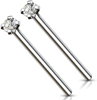 Forbidden Body Jewelry 18g/20g Grade 23 Titanium 2mm Press Fit CZ Fishtail Custom Bend Nose Stud