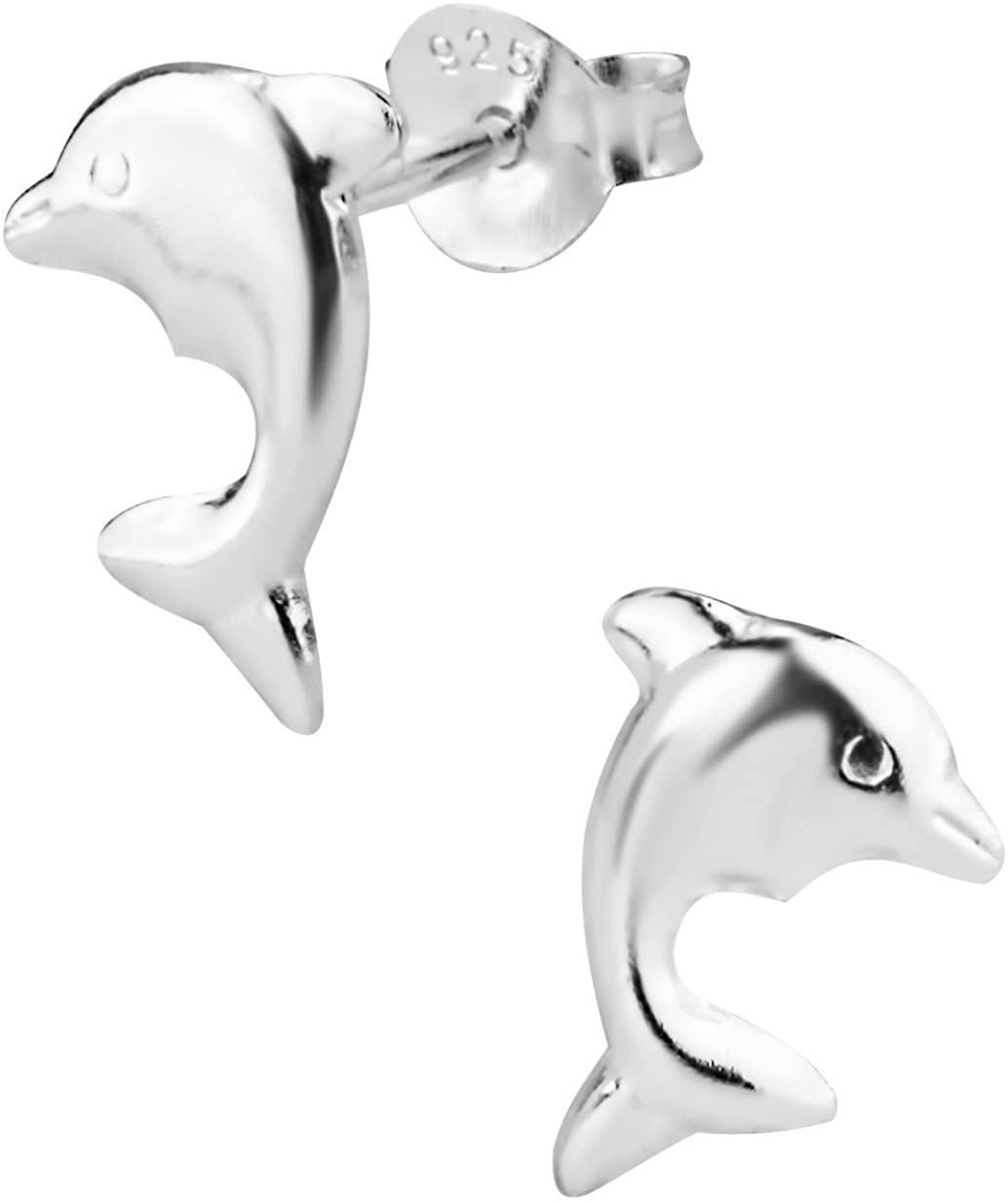 Hypoallergenic Sterling Silver Dolphin Stud Earrings for Kids (Nickel Free)