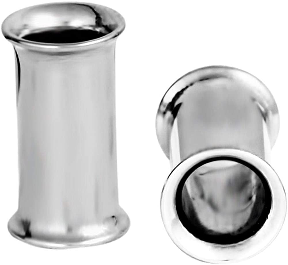 Forbidden Body Jewelry 12G-2 Inch Surgical Steel Mirror Finish Double Flared Tunnel Plug Earrings (Pairs)