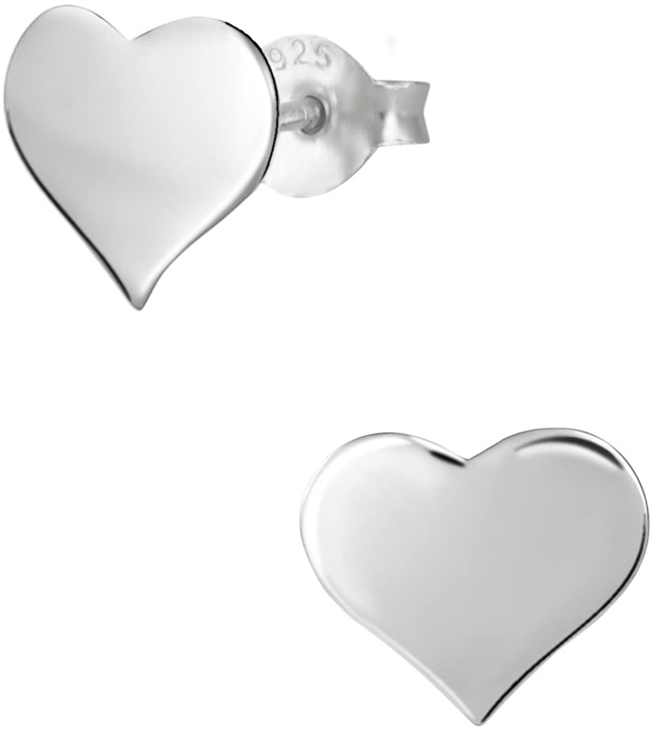 Hypoallergenic Sterling Silver Heart Stud Earrings for Kids (Nickel Free)