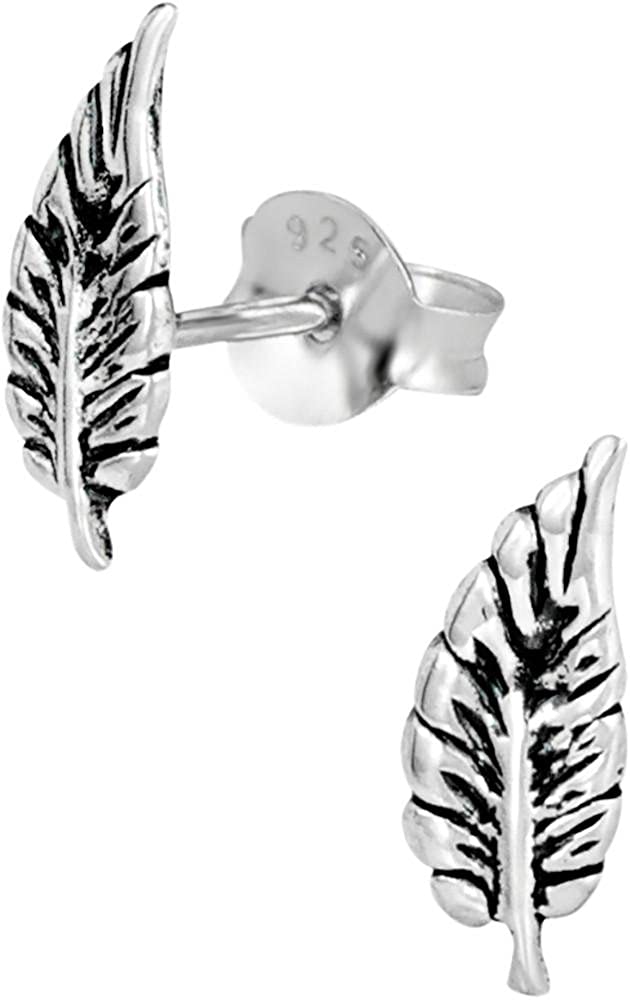 Hypoallergenic Sterling Silver Vintage Feather Stud Earrings for Kids (Nickel Free)