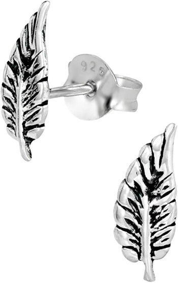 Hypoallergenic Sterling Silver Vintage Feather Stud Earrings for Kids (Nickel Free)