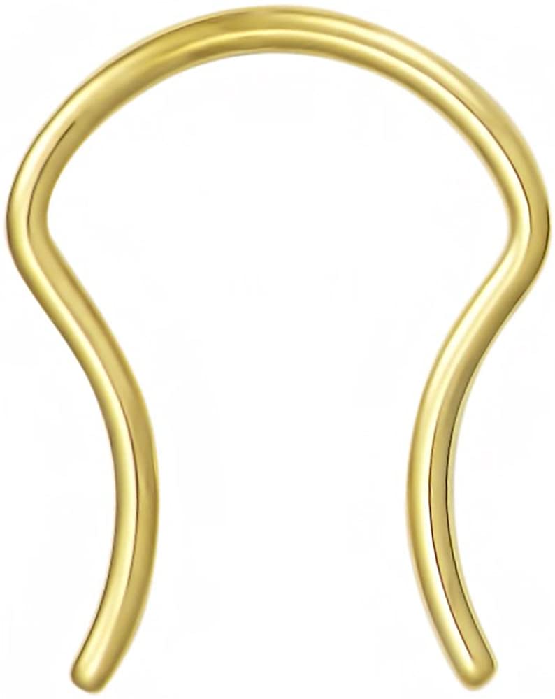 Forbidden Body Jewelry 16g Surgical Steel IP Plated Gold U-Shaped Flared Ends Septum Ring Retainer