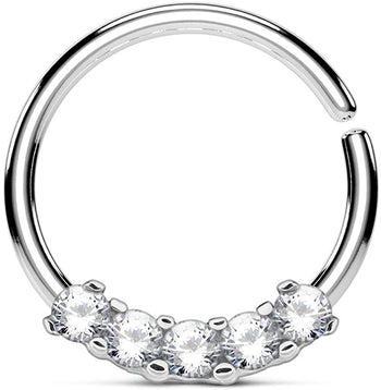 Forbidden Body Jewelry 16g Bendable Surgical Steel Comfort Ends CZ Cartilage/Septum Hoop-Pick Style/Color