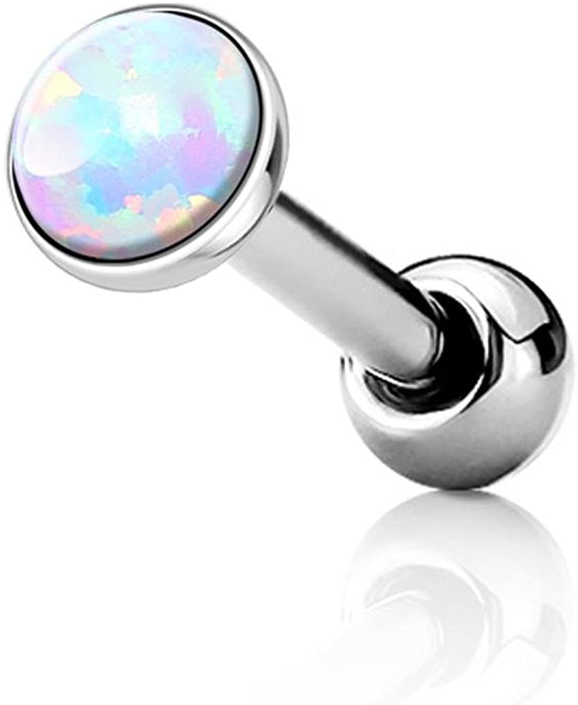 Forbidden Body Jewelry 16g Surgical Steel Synthetic Opal Cartilage Stud Earring