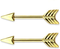 Forbidden Body Jewelry Pair of 14g 12mm Surgical Steel Arrow Nipple Piercing Barbells