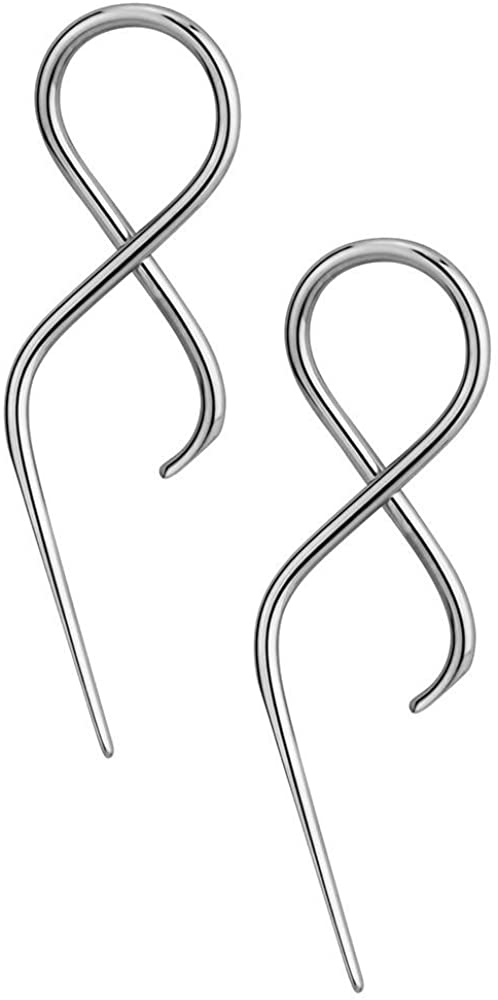 Forbidden Body Jewelry Pair of 12g Surgical Steel 2.2" Twisting Curved Hanging Loop Taper Earrings