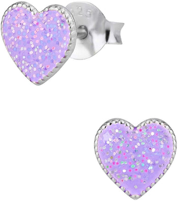 Hypoallergenic Sterling Silver Heart Stud Earrings for Kids, Nickel Free