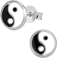 Hypoallergenic Sterling Silver Yin Yang Stud Earrings for Kids (Nickel Free)