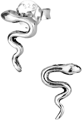 Hypoallergenic Sterling Silver Tiny Cobra Snake Stud Earrings for Kids (Nickel Free)