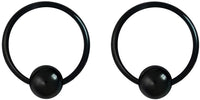 Pair 10g-20g Black/Rainbow Surgical Steel Captive Bead Body Piercing Hoops (Select Color/Gauge/Diameter)