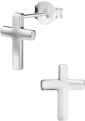 Hypoallergenic Sterling Silver Cross Stud Earrings for Kids (Nickel Free)