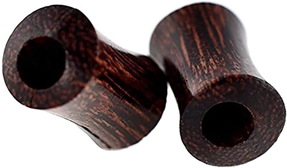 Forbidden Body Jewelry Set Organic Natural Tamarind Wood Ear Gauges, 6mm - 14mm Double Flared Saddle Tunnel Plug Earrings