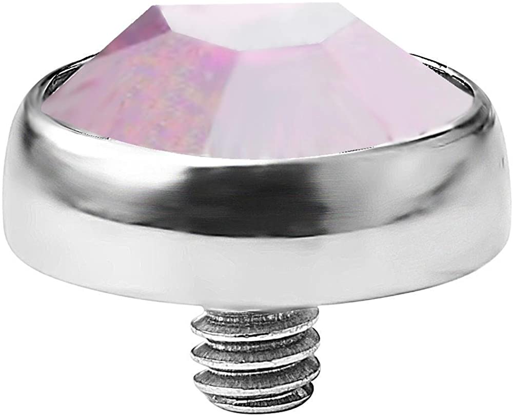 Forbidden Body Jewelry 14g 316L Internally Threaded Ultra Thin Flat Disc Light Purple 4.4 mm Gem Top for Dermal Piercing