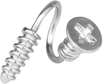 Forbidden Body Jewelry Surgical Steel Short Barbell 5/16 Inch Spiral Screw Belly Button Ring